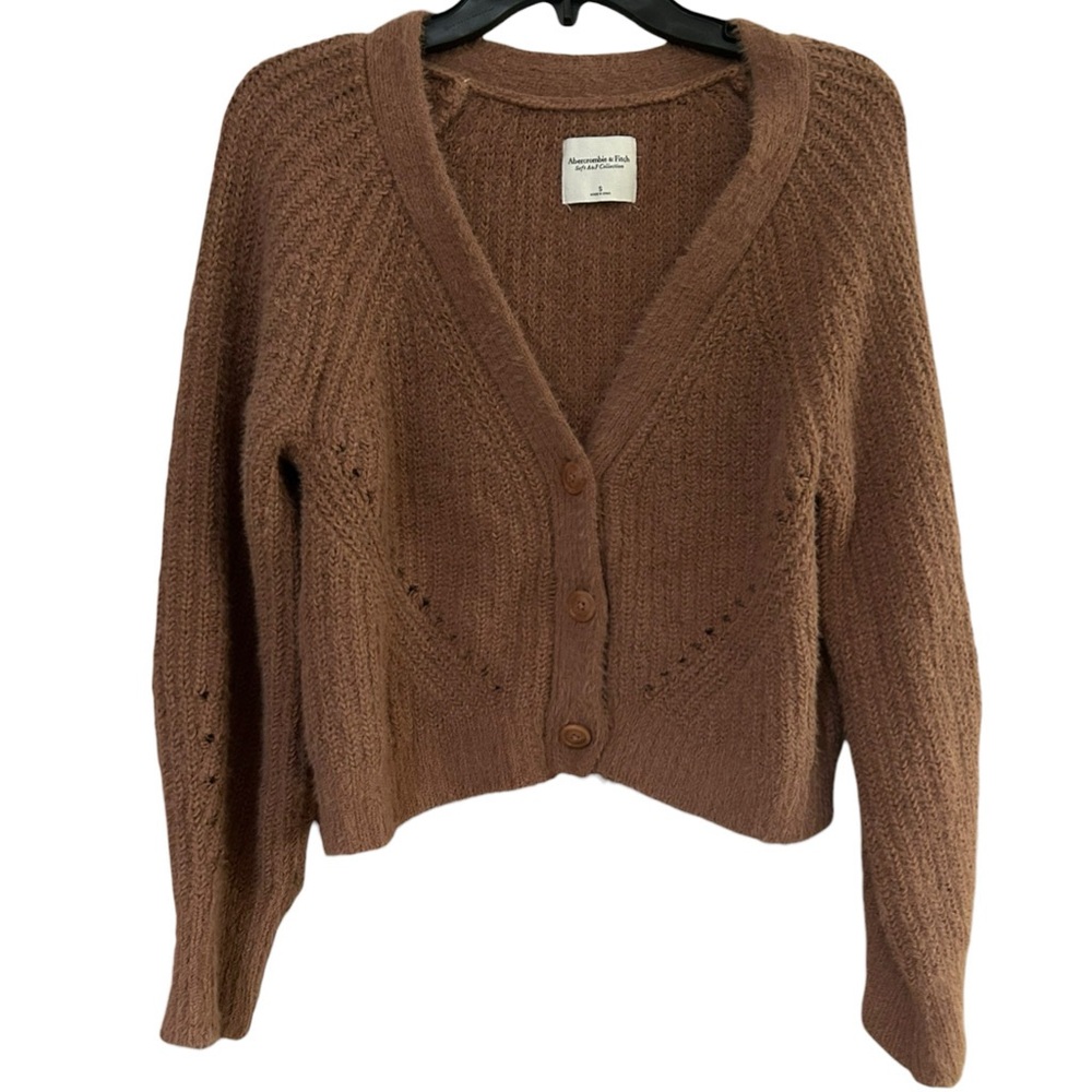 Abercrombie & Fitch Soft AF cropped V-neck cardigan brown S